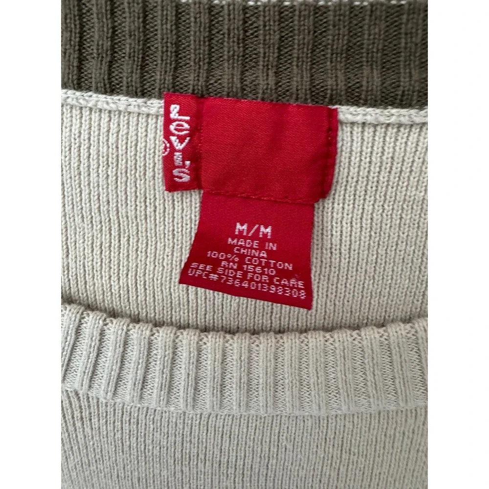 Levi's‎ Heavyweight Cotton Minimalist Knit Sweater Ribbed Sleeves Nuetral/Beige